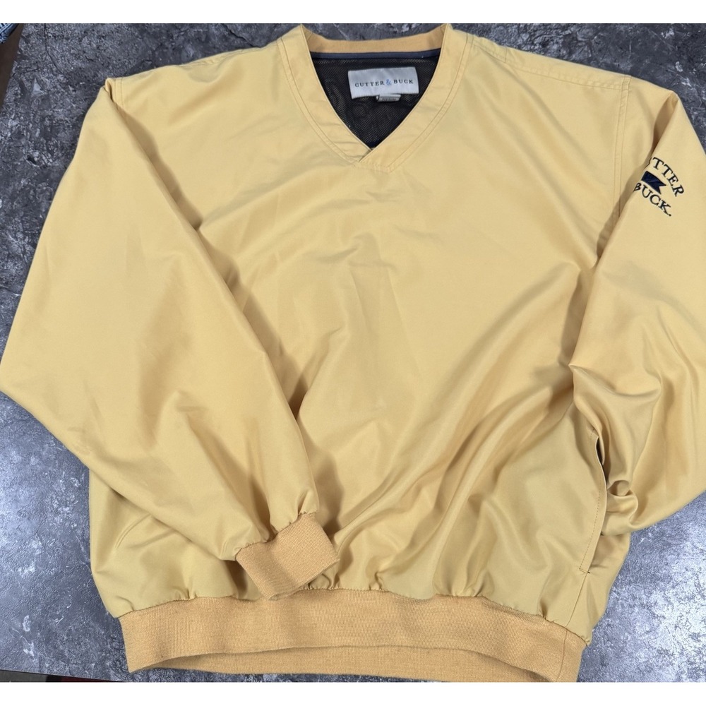 Cutter & Buck Men's Pullover V Neck Windbreaker Golden Yellow Sz M